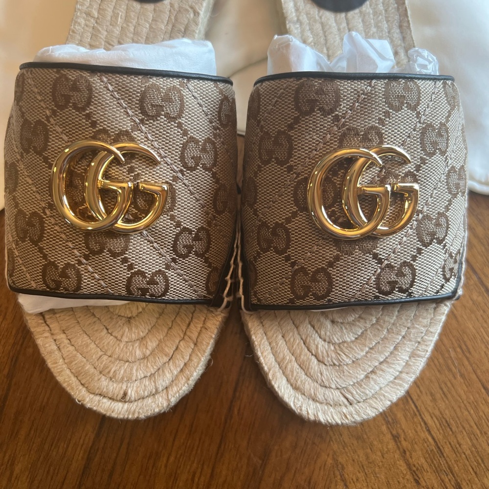 Women's GG matelassé canvas espadrille sandal | size 38 / US 8